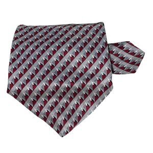 Geoffrey Beene Neck Tie Red Silver Black Geometric Silk 62x3.75 Preppy Career